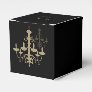 Black Gold Chandelier Wedding Favor Box
