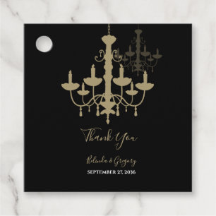 Black Gold Chandelier Wedding Gift Favour Tags