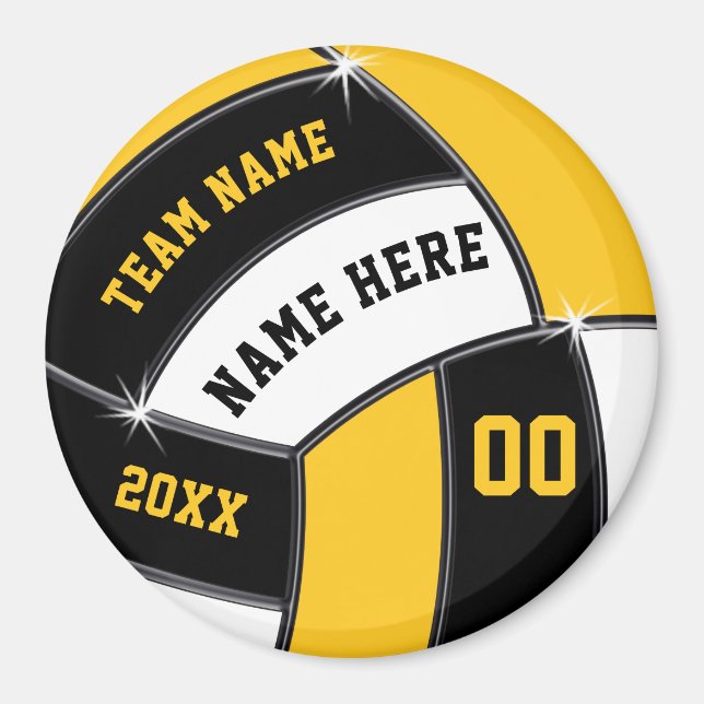 Black, Gold, Cheap Volleyball Gifts in Bulk, or 1 Magnet (Front)