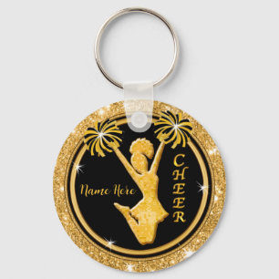 Black, Gold Cheer Gift Ideas Bulk Discounts Cheer Keychain
