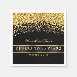 Black Gold Cheers 50 Years 50th Anniversary Napkin