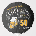 Black Gold Cheers And Beers Any Age Birthday Balloon<br><div class="desc">Stylish cheers and beers to 50 years typography design in black,  gold and white,  custom it with your own text,  fun and unique,  great for any age adult birthday party for men,  or beer anniversary party for any occasion.</div>