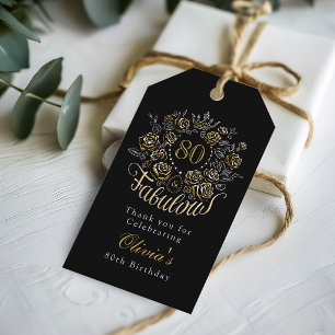Black Gold Cheers And Beers Any Age Birthday  Gift Tags