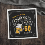 Black Gold Cheers And Beers Any Age Birthday Napkin<br><div class="desc">Stylish cheers and beers to 50 years typography design in black,  gold and white,  custom it with your own text,  fun and unique,  great for any age adult birthday party for men,  or anniversary party for any occasion.</div>
