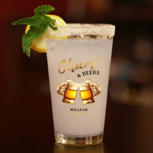 Black & Gold Cheers and Beers Glass