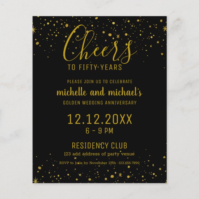 Black Gold Cheers To 50 Years Golden Anniversary   (Front)