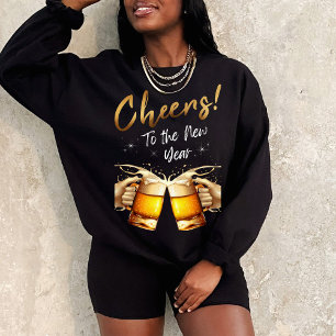 Black & Gold Cheers to New Years Eve Party 2024 Sweatshirt