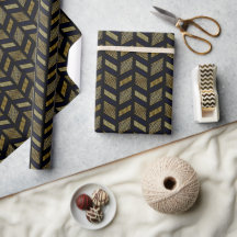 Black Gold Chevron Pattern Abstract Geometric Deco