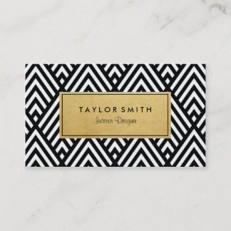 Black & Gold Chevron Pattern Business Card