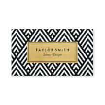 Black & Gold Chevron Pattern Business Card