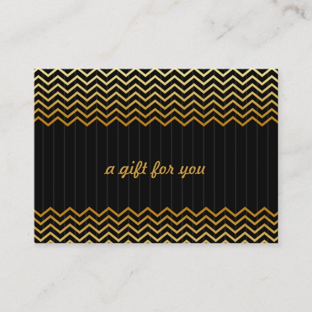 Black Gold Chevron Salon and Spa Gift Certificate (Front)