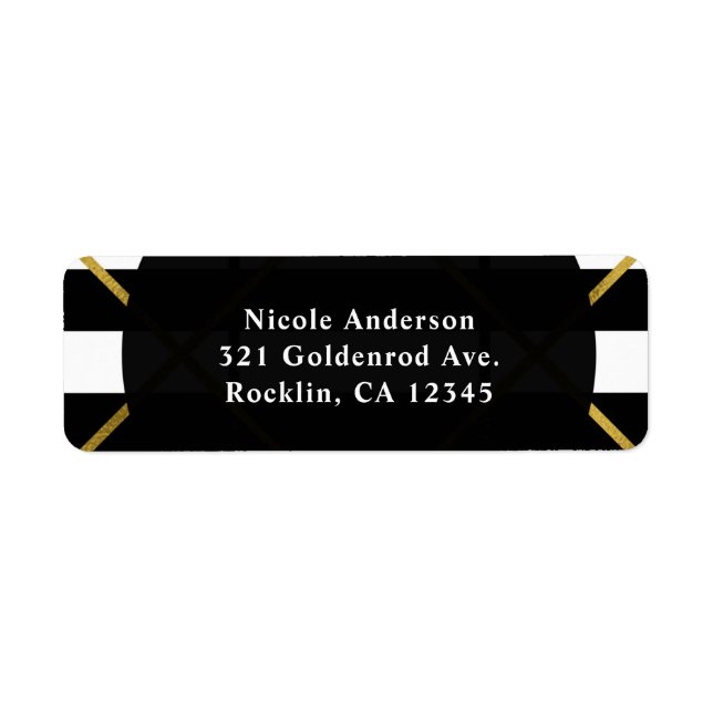Black & Gold Chic Glam Invitation géométrique (Devant)