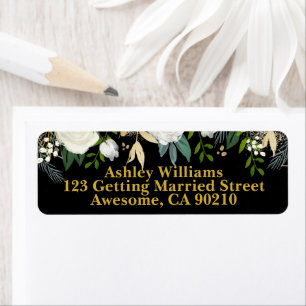 Black & Gold Chic Greenery Mariage Adresse de reto