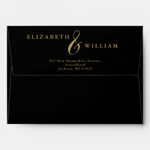 Black Gold Chinoiserie Wedding Return Address Envelope