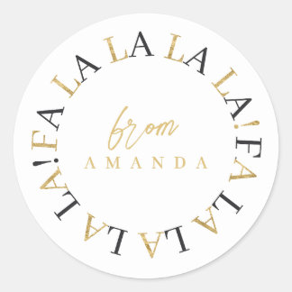 Black Gold Christmas Fa La La ID1009 Classic Round Sticker