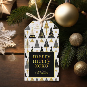 Black Gold Christmas Merry Pattern#25 ID1009 Gift Tags