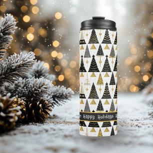 Black Gold Christmas Merry Pattern#25 ID1009 Thermal Tumbler