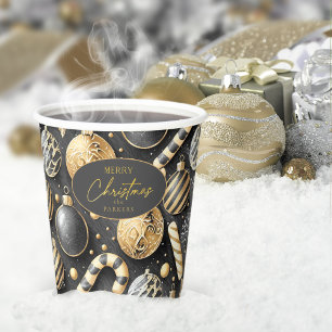 Black Gold Christmas Pattern#12 ID1009 Paper Cups