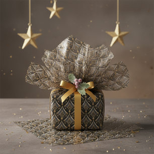 Black Gold Christmas Pattern#15 ID1009 Tissue Paper