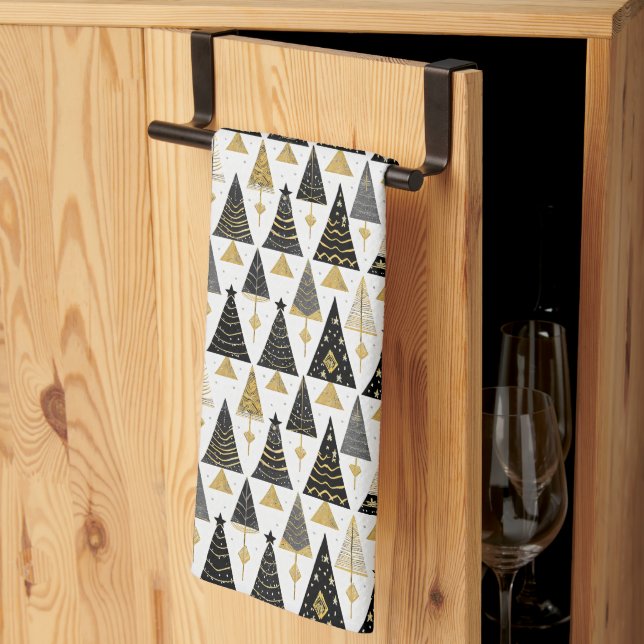 Black Gold Christmas Pattern#25 ID1009 Kitchen Towel (Thirds Fold)