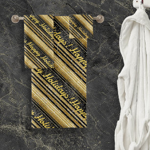 Black Gold Christmas Pattern#28 ID1009 Bath Towel Set
