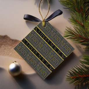 Black Gold Christmas Pattern#35b ID1009 Favour Tags