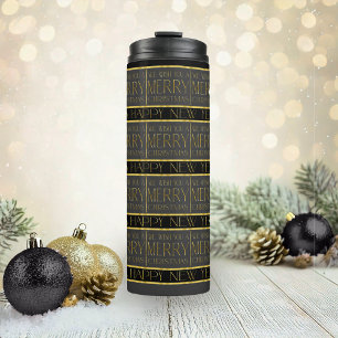 Black Gold Christmas Pattern#35b ID1009 Thermal Tumbler