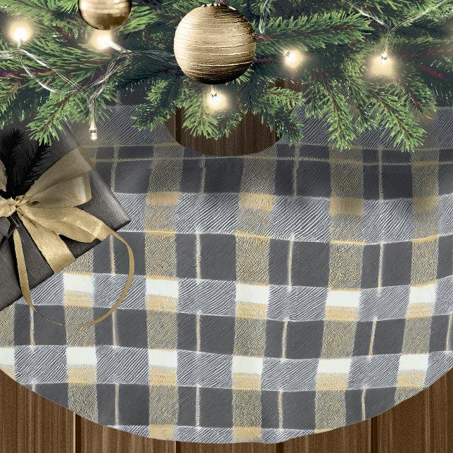 Black Gold Christmas Pattern#7 ID1009 Brushed Polyester Tree Skirt (Creator Uploaded)