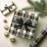 Black Gold Christmas Pattern#7 ID1009 Wrapping Paper<br><div class="desc">If you are wondering what colour combinations to pick for your Christmas decor and gift wrap supplies this year, I've created collections of coordinating patterns to make life just a bit easier. This modern, cozy-looking plaid design, perfect for him, is shown here in a black and gold colour palette. Search...</div>