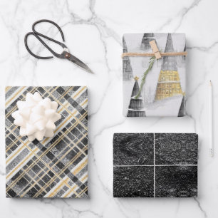 Black Gold Christmas Patterns #2#8#32 ID1009 Wrapping Paper Sheet