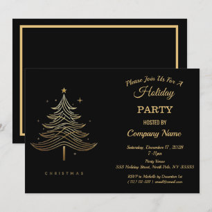 Black Gold Christmas Tree Corporate Holiday Party Invitation