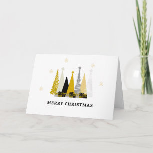 Black Gold Christmas Tree Presents Xmas Holiday Card