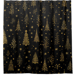 Black Gold Christmas Trees Elegant Woodland