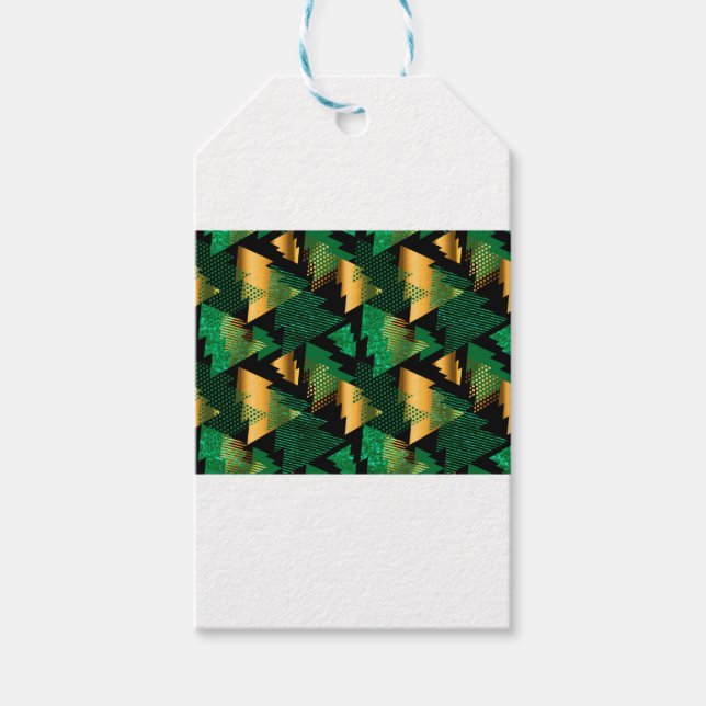 black gold christmas trees gift tags (Front)