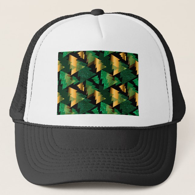 black gold christmas trees trucker hat (Front)