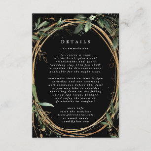 Black Gold Circle Frame Boho Botanical Eucalyptus Enclosure Card