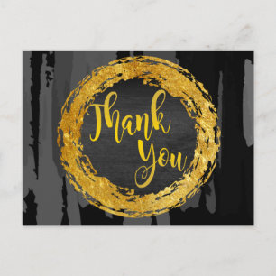 Black Gold circle Thank You Glitter Abstract Postcard