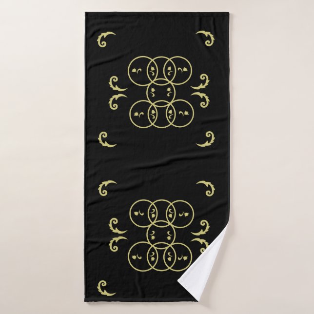 Black Gold Circles Bath Towel (Bath Towel)