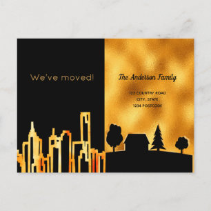 Black gold city country we moved announcement post postcard