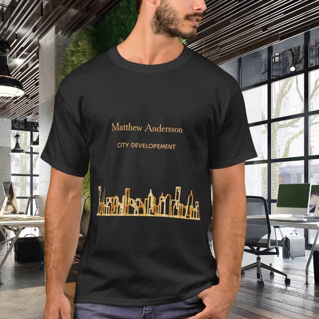 Black gold city skyline construction T-Shirt (Creator Uploaded)