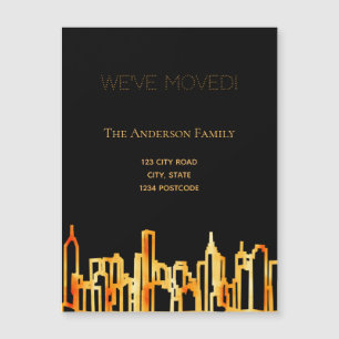 Black gold city skyline we moved annoucement