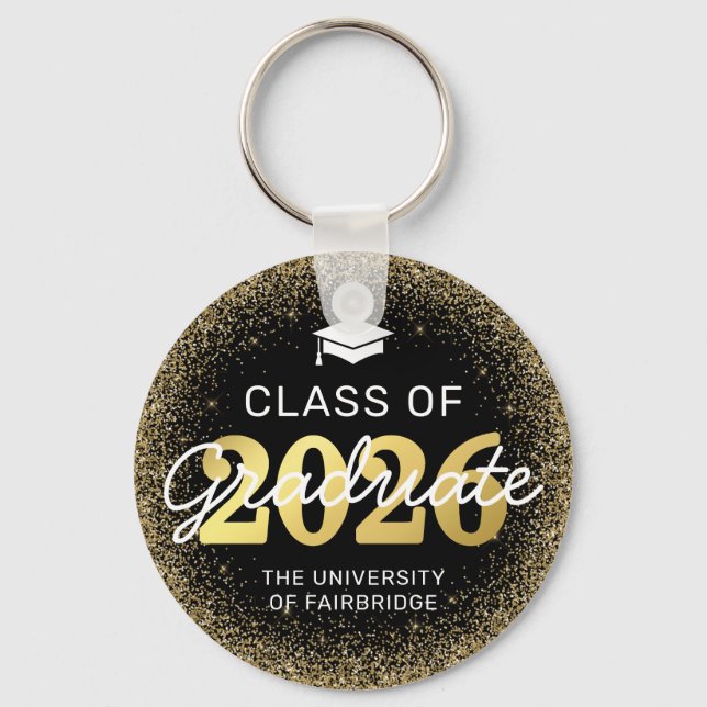 Black Gold Class of 2021 Graduation Keychain (Front)
