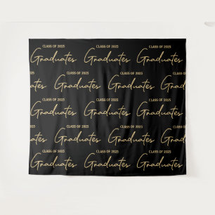 Black Gold Class of 2025 Graduates Graduation Tapestry