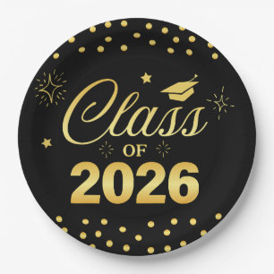 Black Gold Class of 2026 Graduation Plates