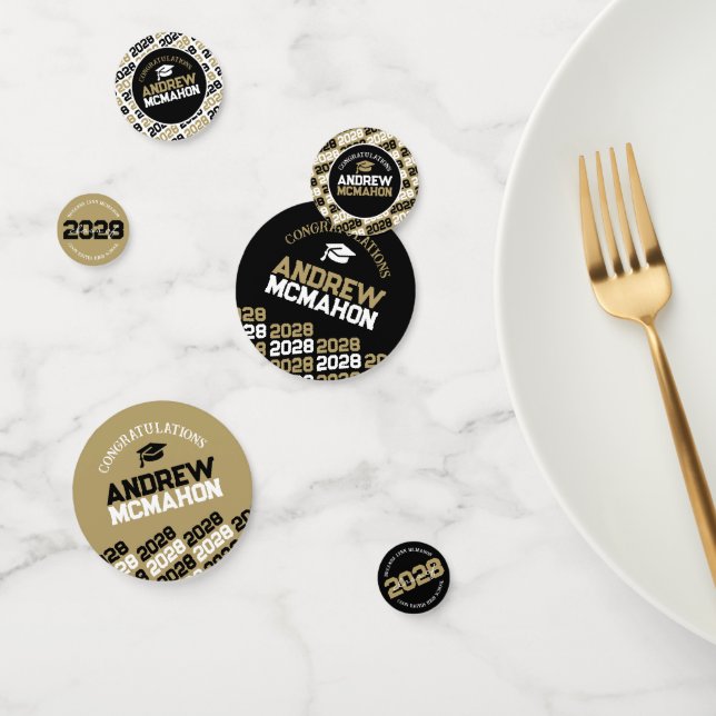 Black & Gold Class of ANY YEAR Personalized Party Confetti (Group)
