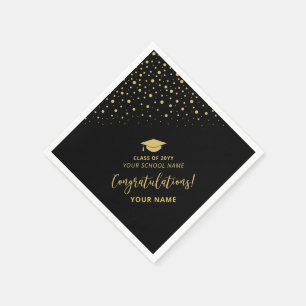 Black Gold Class of School Graduation Party Napkin