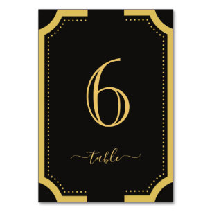 Black & gold Classic Elegant Copper Wedding 6 Table Number