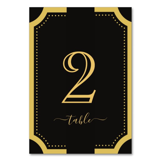 Black & gold Classic Elegant Copper Wedding Table Number (Front)