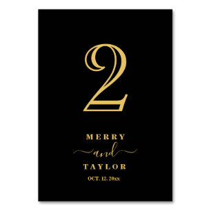 Black & gold Classic Elegant Copper Wedding Table Number