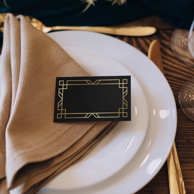 Black Gold Classic Frame Wedding Names Place Card (Creator Uploaded)